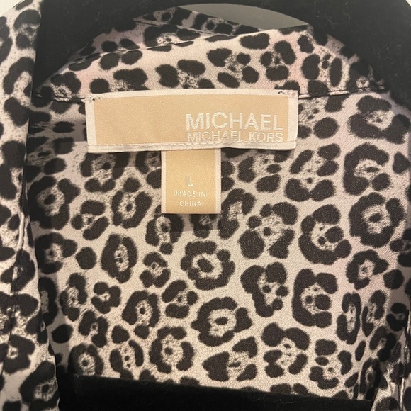 MICHAEL KORS ANIMAL PRINT ZIP-FRONT BLOUSE SIZE Large - Picture 3 of 5